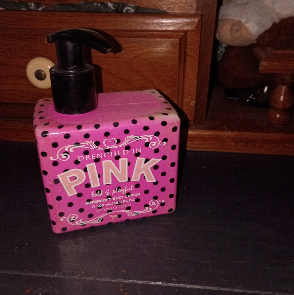 Vintage Y2K Pink Victoria's Secret Body Lotion Display Prop Polka Dots Pump